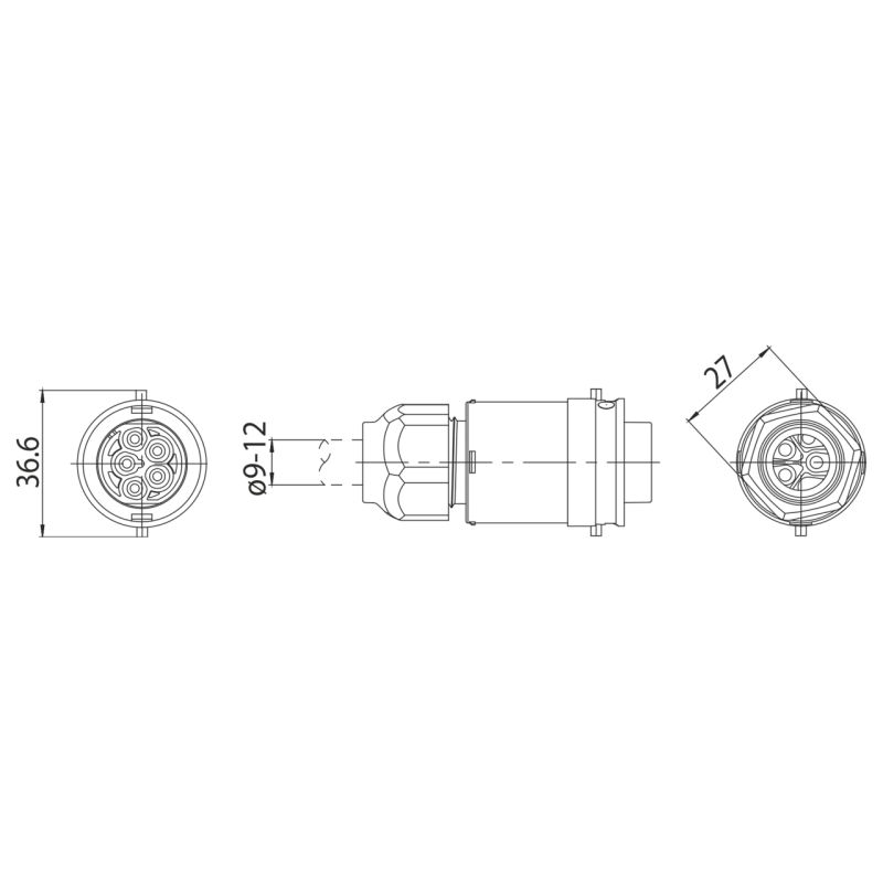 Στεγανός κονέκτορας IP66/67 4P+E (3701/M-5P) -  Τεμ.
