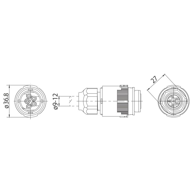 Στεγανός κονέκτορας IP66/67 4P+E (3702/M-5P) -  Τεμ.