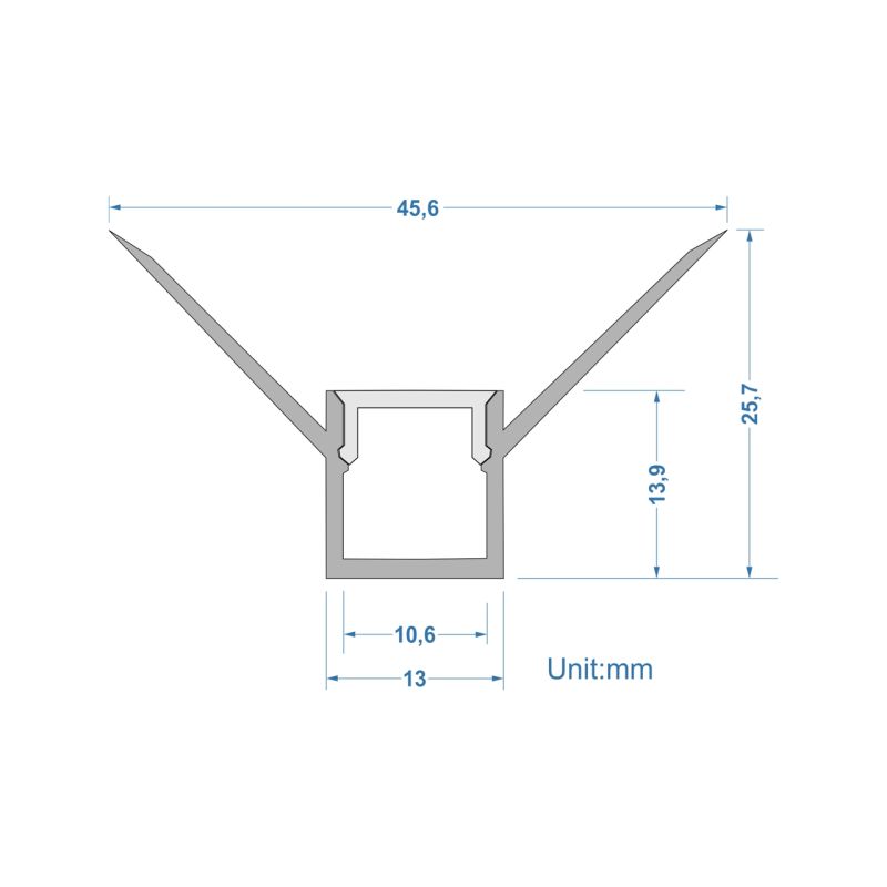 Trimless aluminum profile for inner corner 2m