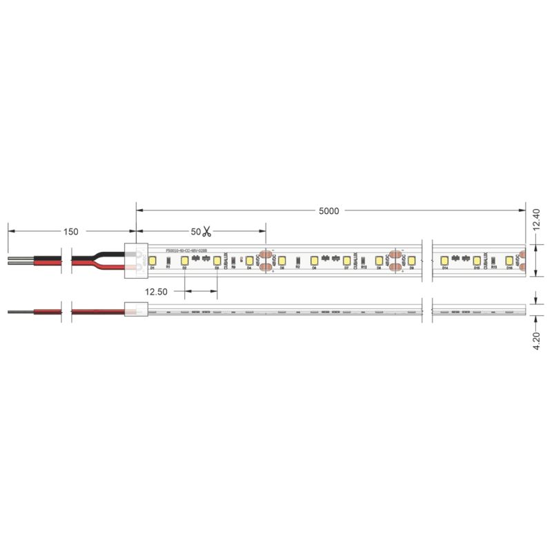 Ταινία LED Jazz 18 Watt/m 48V-IC CRI90 IP67 80 LED/m 4000K 5m -  Τεμ.