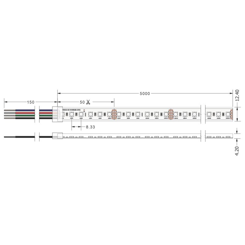 Ταινία LED Jazz RGB 18 Watt/m 24V IP68 120 LED/m 5m -  Τεμ.