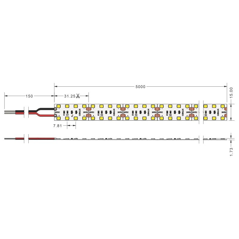 Ταινία LED Jazz 30 Watt/m 24V-IC CRI80 IP20 256 LED/m 6500K 5m -  Τεμ.