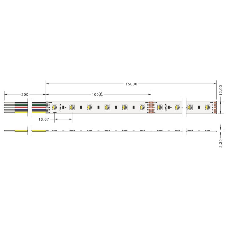 Ταινία LED Jazz RGBW 11,5 Watt/m 24V IP20 60 LED/m 12mm 15m -  Τεμ.