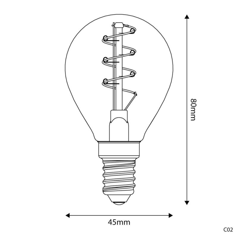 Λαμπα LED Μελί μίνι γλόμπος,  με σπιράλ νήμα, G45 2,5W 136Lm E14 1800K Dim -  Τεμ.