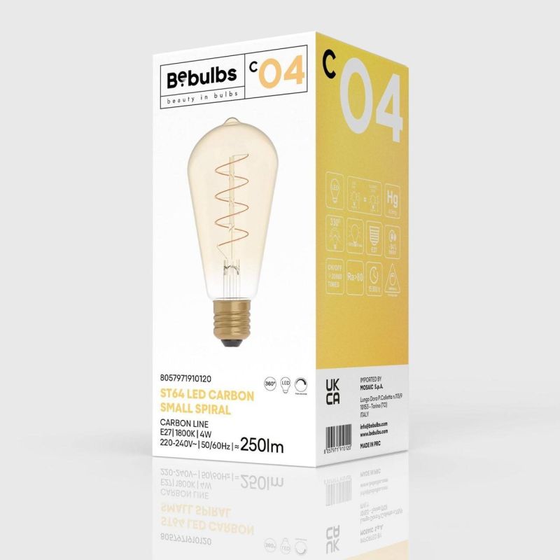 Λάμπα LED Μελί αχλάδι με σπιράλ νήμα ST64 4W 250Lm E27 1800K Dim -  Τεμ.
