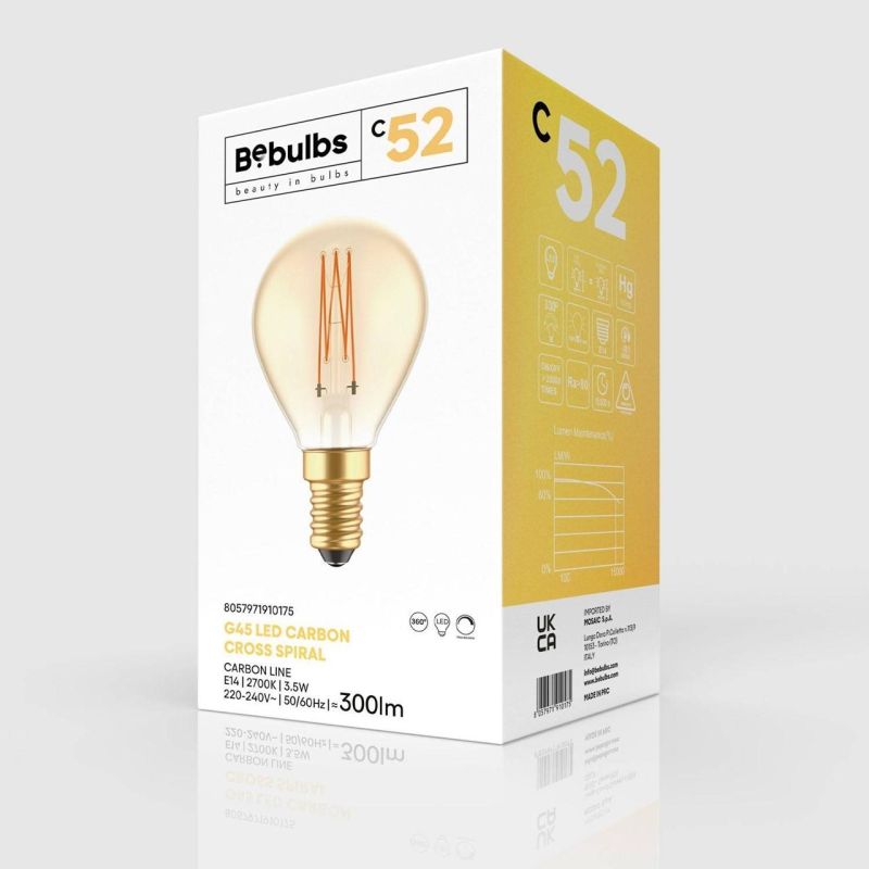 Λάμπα LED Μελί μίνι γλόμπος με νήμα Cage, G45 3,5W 300Lm E14 2700K Dim -  Τεμ.