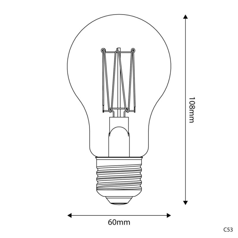 Λάμπα LED Μελί γλόμπος με νήμα Cage A60 7W 640Lm E27 2700K Dim -  Τεμ.