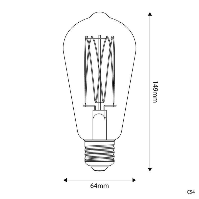 Λάμπα LED Μελί αχλάδι με νήμα Cage  ST64 7W 640Lm E27 2700K Dim -  Τεμ.
