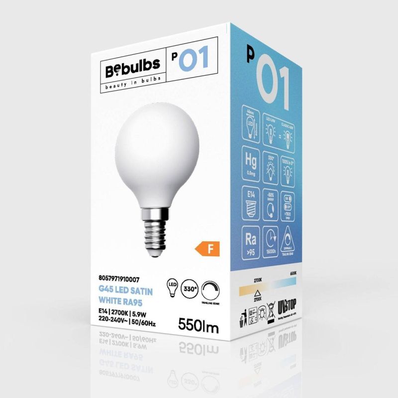 Λάμπα LED με εφέ πορσελάνης, γλόμπος, CRI 95 G50, 5.9W 550Lm E14 2700K DIM -  Τεμ.
