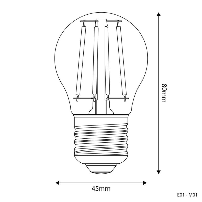 Λάμπα LED Γαλακτερή γλόμπος, Mini, G45, 4W, 470Lm, E27, 2700K - M01, -  Τεμ.