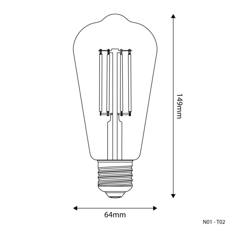 Λάμπα LED Διαφανής αχλάδι, ST64, 7W, 806Lm, E27, 3500K, DIM -  Τεμ.