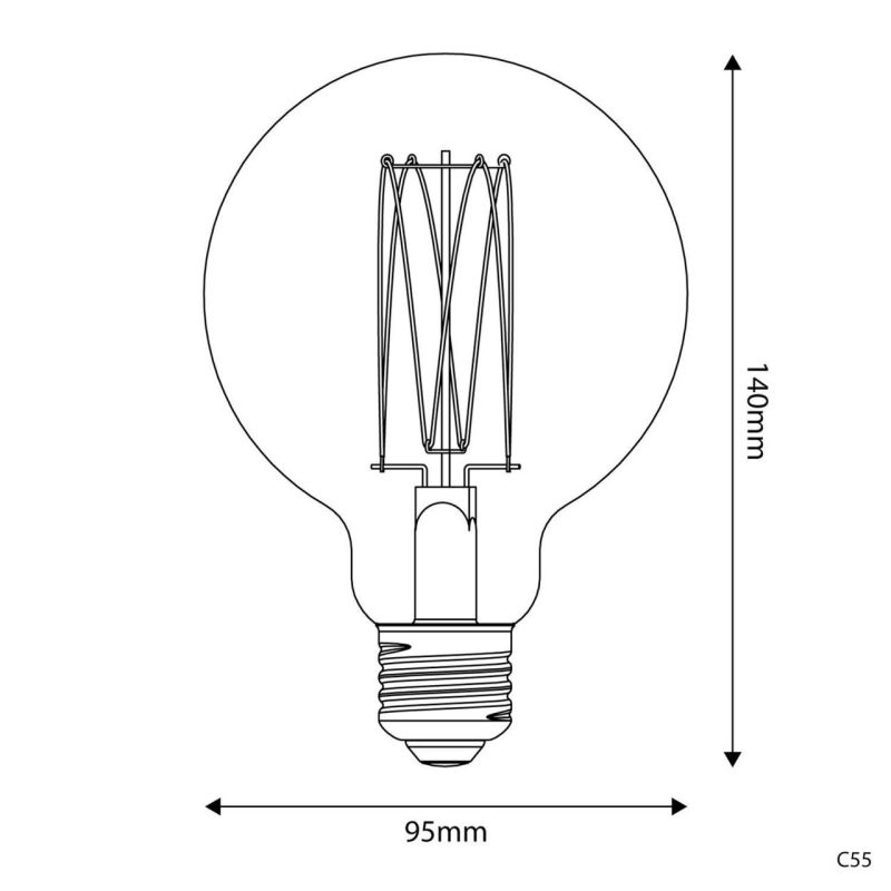 Λάμπα LED Μελί γλόμπος, με νήμα Cage,  G95 7W 640Lm E27 2700K DIM -  Τεμ.