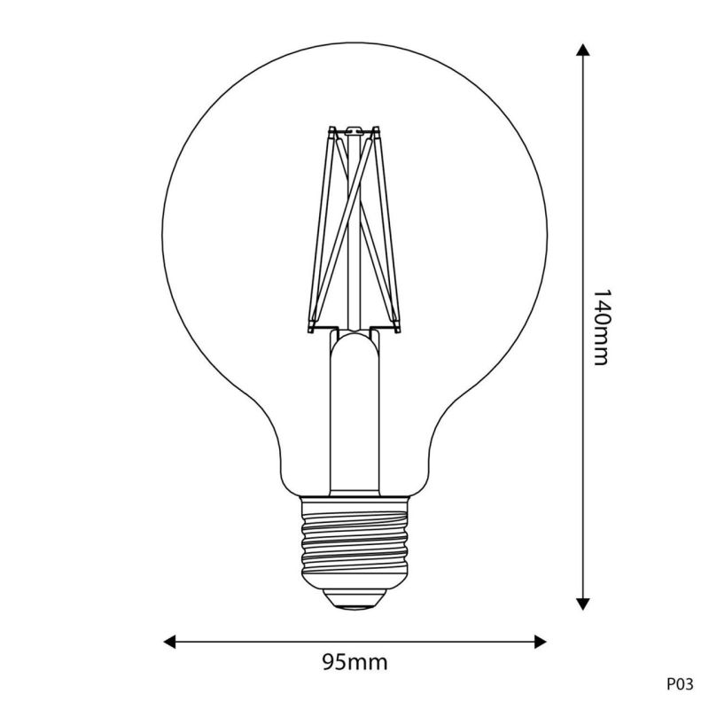 Λάμπα LED με εφέ πορσελάνης γλόμπος, CRI 95, G95, 7W 640Lm E27 2700K DIM -  Τεμ.