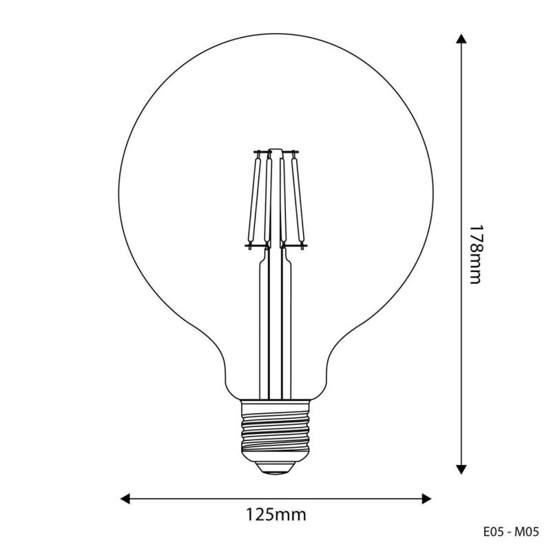 Λάμπα LED Διαφανής γλόμπος, G125, 4W, 470Lm, E27, 2700K, - E05 -  Τεμ.
