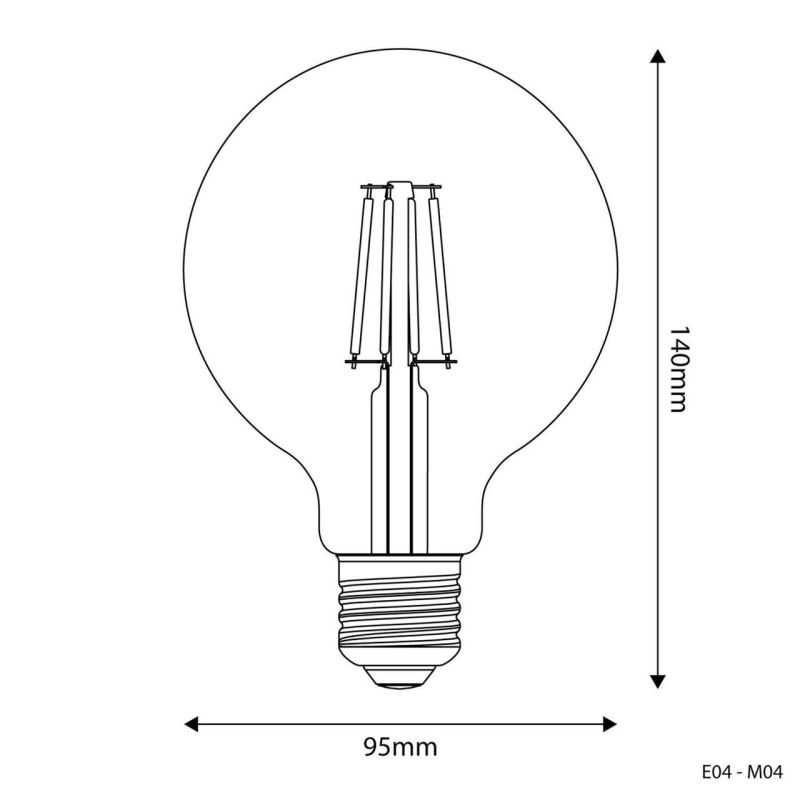 Λάμπα LED Γαλακτερή γλόμπος, G95, 4W, 470Lm E27 2700K -  Τεμ.