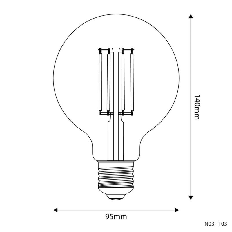 Transparent LED bulb Globo G95 7W 806Lm E27 2700K Dimmable