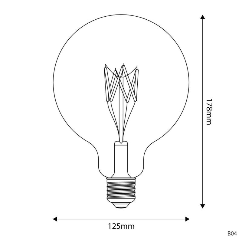 Λάμπα LED Διαφανής γλόμπος, 5V κοντού νήματος, G125 1,3W   110Lm E27 2500K DIM -  Τεμ.