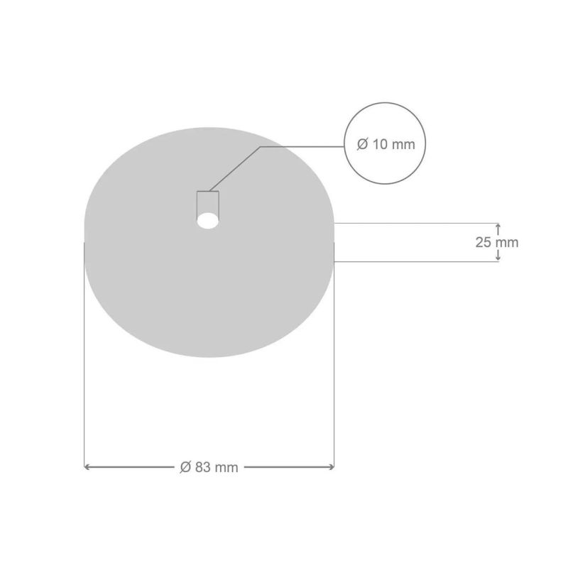 Ροζέτα Φωτιστικού Μεταλλική Mini 8,3cm με 1 τρύπα και στήριγμα καλωδίου πλακέ, μπρονζέ -  Τεμ.