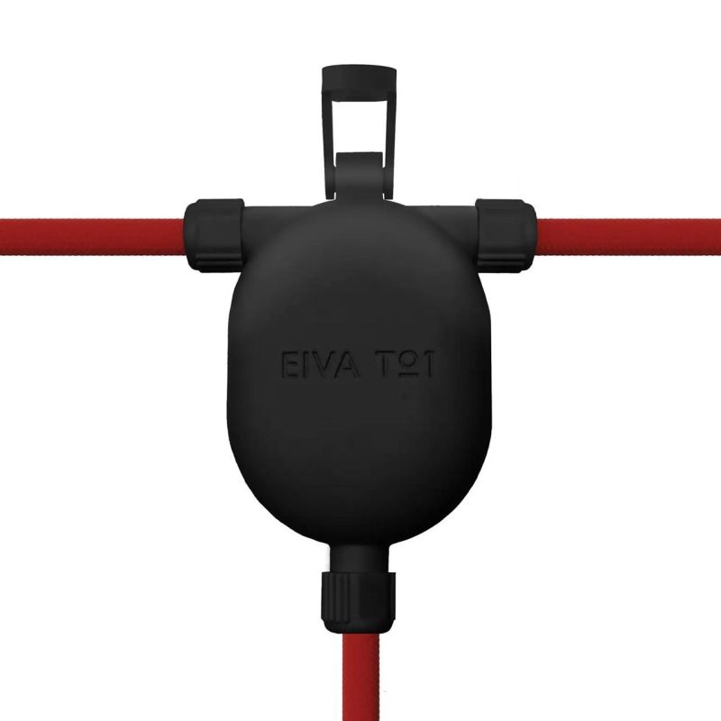 EIVA-3, σύνδεσμος Τ για εξωτερική χρήση IP65 με αρσενικό φίς, Μαύρο -  Τεμ.