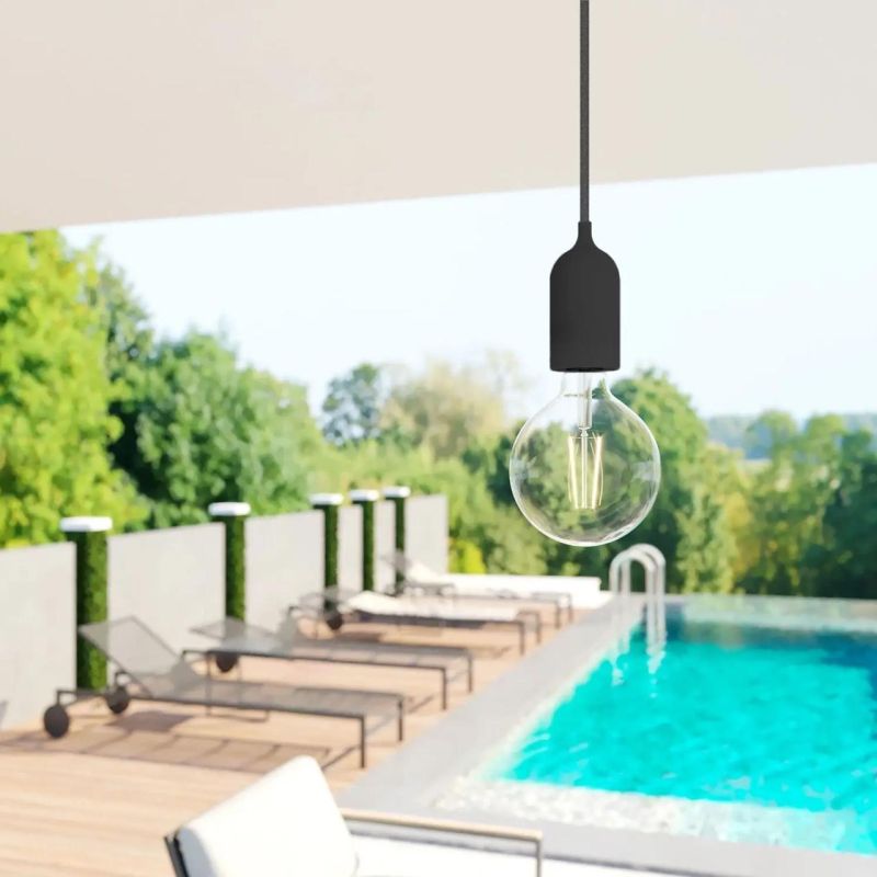 EIVA-1 PASTEL, στεγανό ντουί E27 με κάλυμμα σιλικόνης, IP65, Μαύρο -  Τεμ.