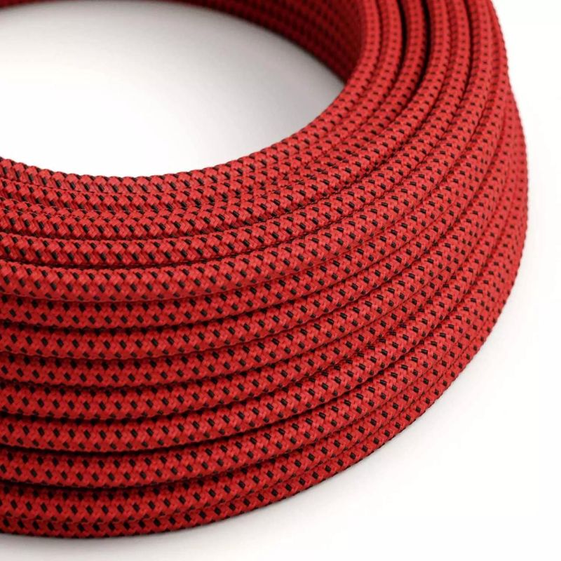 Round Electric Cable covered in 3D effect fabric RT94 Red Devil, 2x0,75