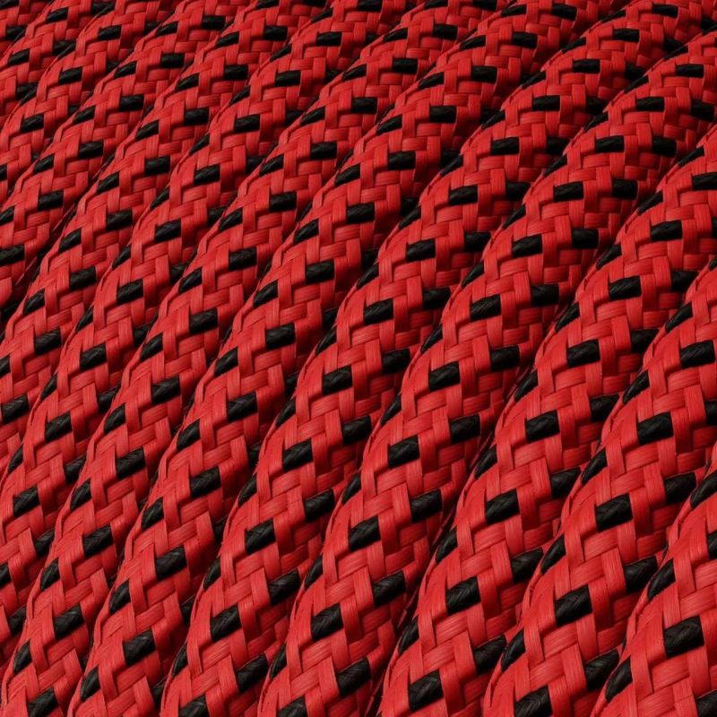 Round Electric Cable covered in 3D effect fabric RT94 Red Devil, 2x0,75