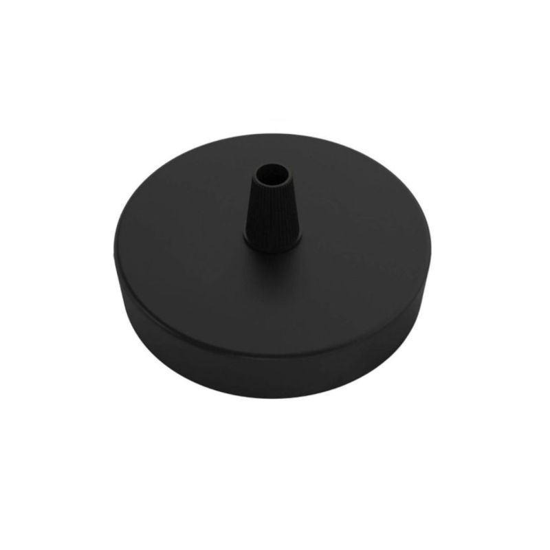 Ροζέτα Φωτιστικού Μεταλλική Mini 8,3cm με 1 τρύπα και στήριγμα καλωδίου Κωνικό, Μαύρη -  Τεμ.