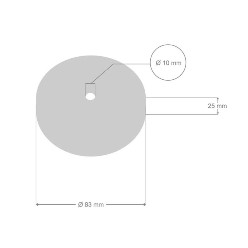 Ροζέτα Φωτιστικού Μεταλλική Mini 8,3cm με 1 τρύπα και στήριγμα καλωδίου Κωνικό, Μαύρη -  Τεμ.