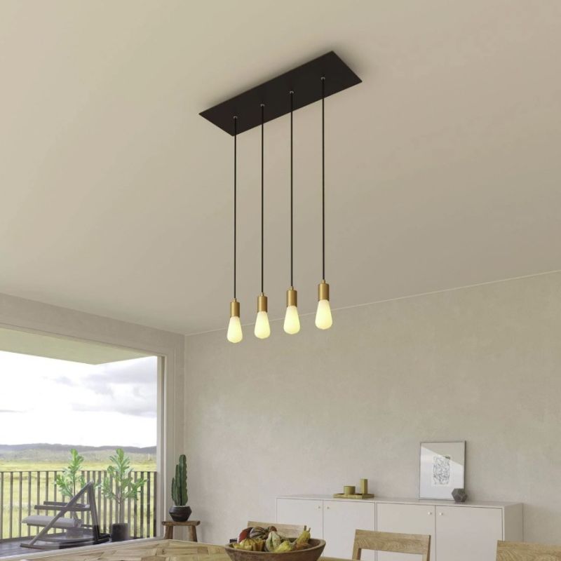 Ροζέτα φωτιστικού XXL Rose-One ορθογώνια με 4 τρύπες, 675 x 225 mm - Μαύρο ματ Dibond -  Τεμ.