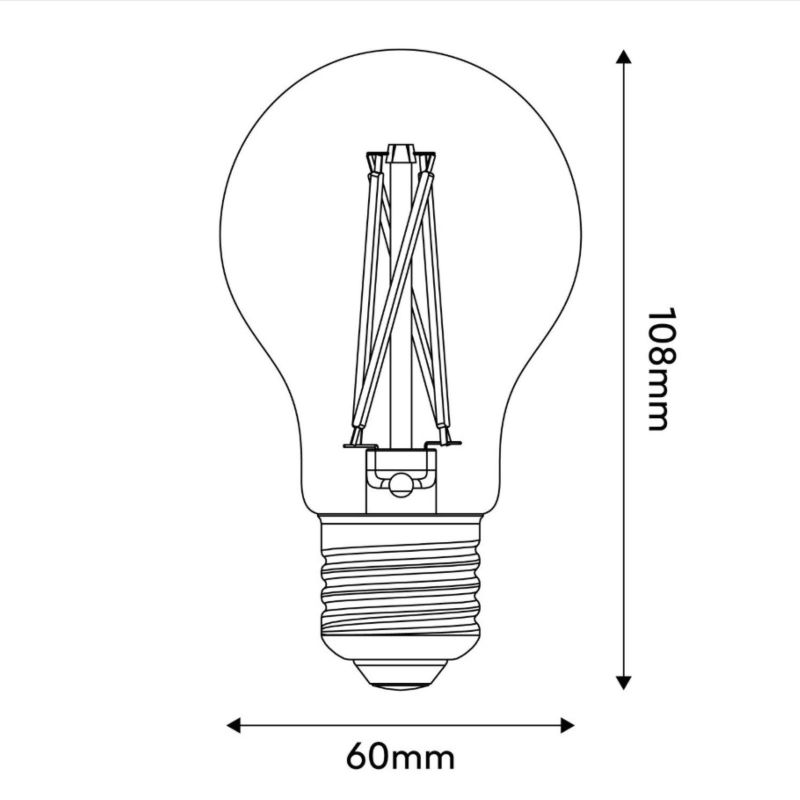 Λάμπα LED Σταυρού Νήμα A60 7W 720Lm E27 2200K Ρυθμιζόμενης Ρύθμισης - X02 -  Τεμ.