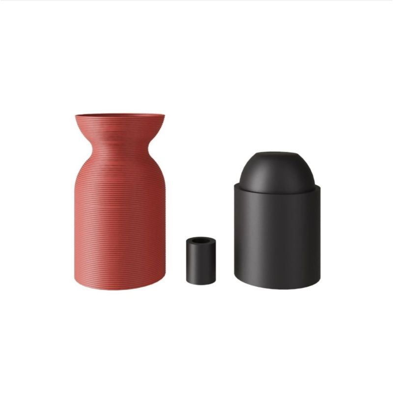 E27 lamp holder kit in recycled plastic from 3D printing, Terracotta