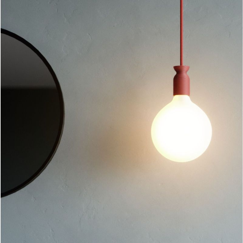 E27 lamp holder kit in recycled plastic from 3D printing, Terracotta
