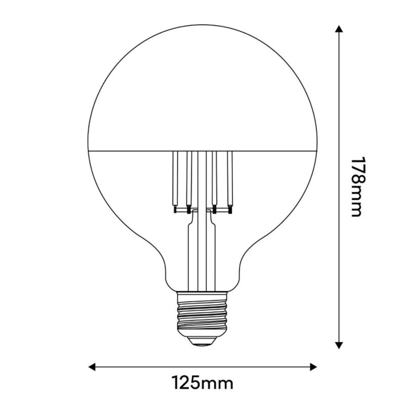 Λάμπα LED ανεστραμένου καθρέπτου ασημί, γλόμπος, G125 7W 650Lm E27 2700K Ρυθμιζόμενη φωτεινότητα - A05 -  Τεμ.