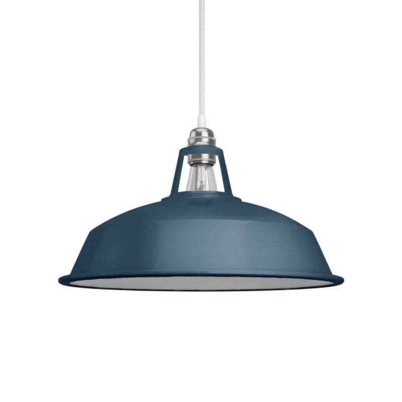 Harbour lampshade in enamelled metal with E27 fitting, 38cm, Petrol