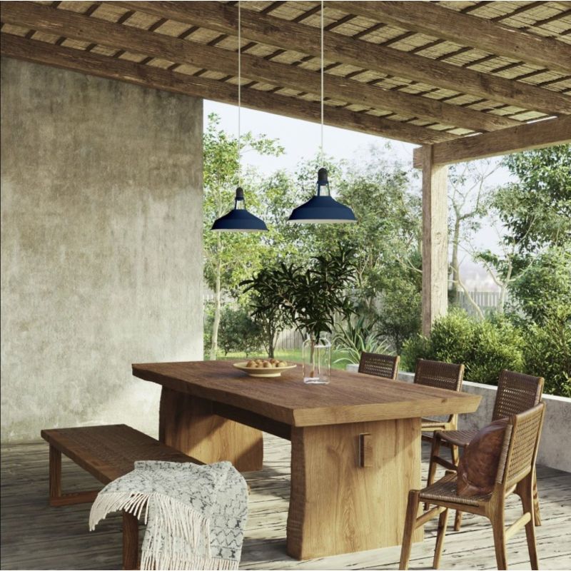 Harbour lampshade in enamelled metal with E27 fitting, 38cm, Petrol
