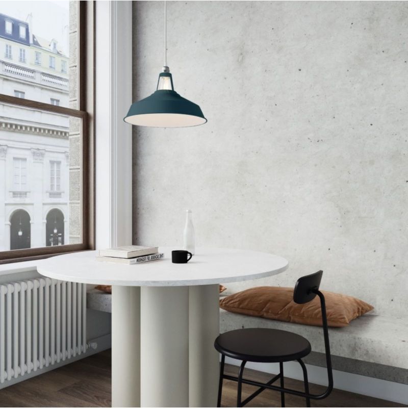 Harbour lampshade in enamelled metal with E27 fitting, 38cm, Petrol