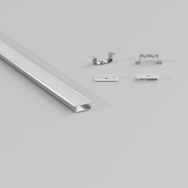Σετ Προφίλ Χωνευτό Ασημί 9,6x21,2 με Κάλυμμα OPAL (2m) -  Τεμ.