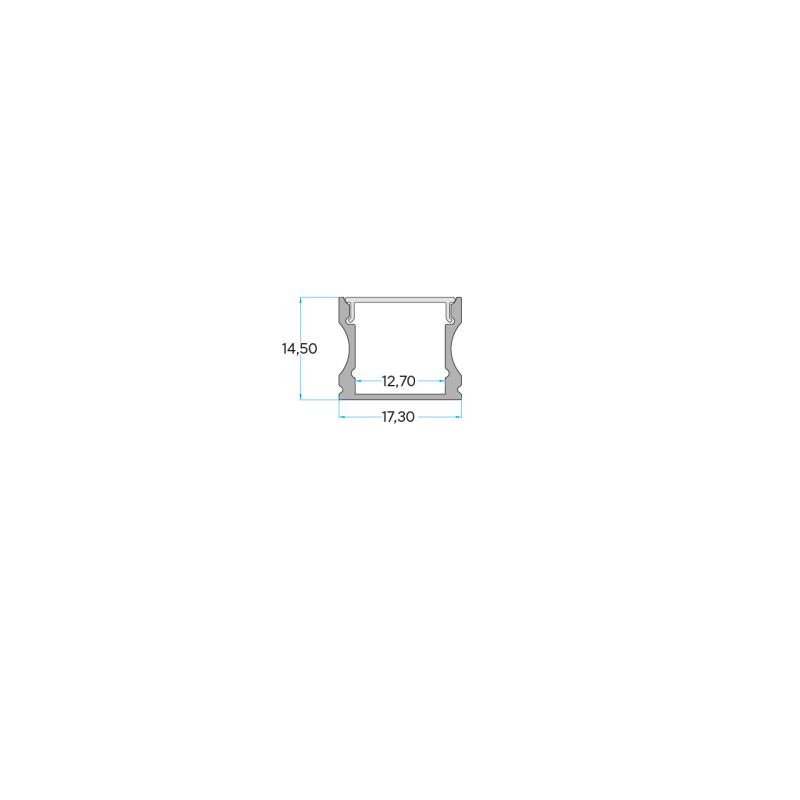 Σετ Προφίλ Βαθύ Ασημί 14,5x12,7 με Κάλυμμα OPAL (2m) -  Τεμ.