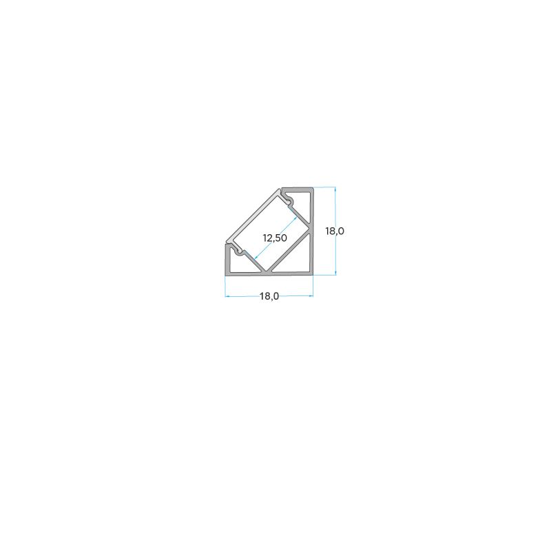 Σετ Προφίλ Γωνιακό Μαύρο 18x18 με Κάλυμμα OPAL (2m) -  Τεμ.