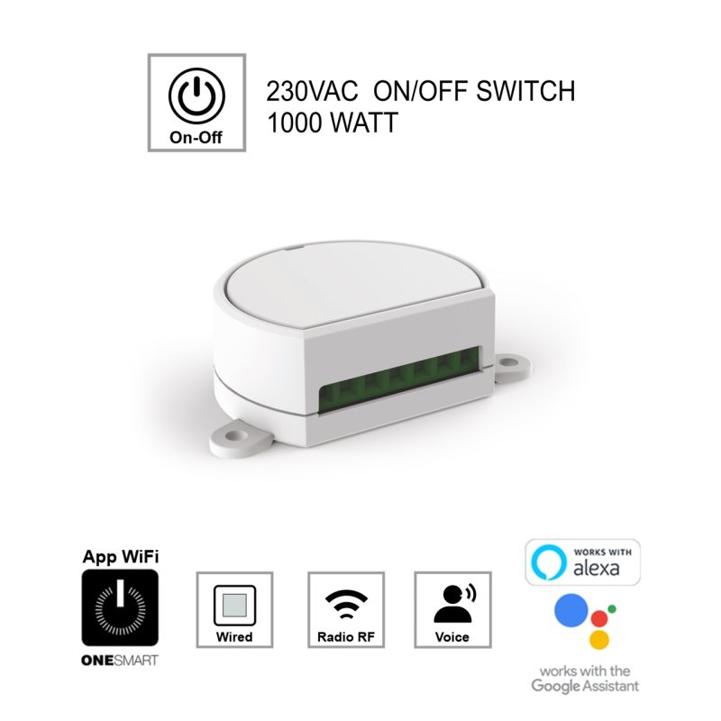 Διακόπτης on/off 230V/1000 Watt WiFi-RF-Push Button -  Τεμ.