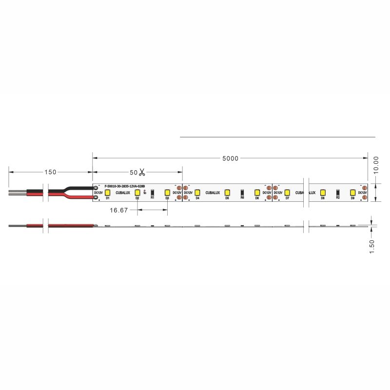 Ταινία LED TΩRA 12 Watt/m 12V CRI80 IP20 60 LED/m 4000K 5m -  Τεμ.