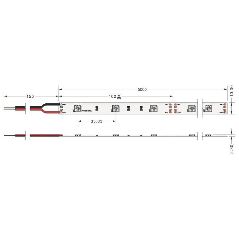 Ταινία LED TΩRA 7,2 Watt/m 12V IP65 30 LED/m Μπλε 5m -  Τεμ.