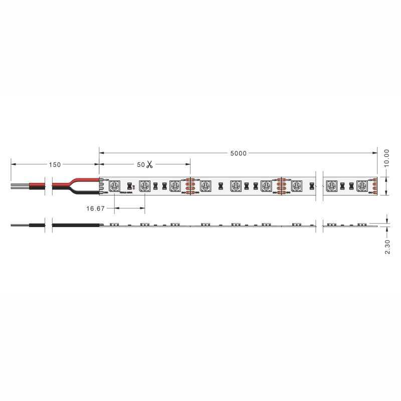 Ταινία LED TΩRA 14,4 Watt/m 12V IP65 60 LED/m Κίτρινο 5m -  Τεμ.