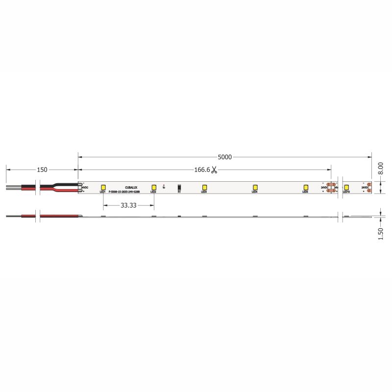 Ταινία LED TΩRA 6 Watt/m 24V CRI80 IP20 30 LED/m 4000K 5m -  Τεμ.