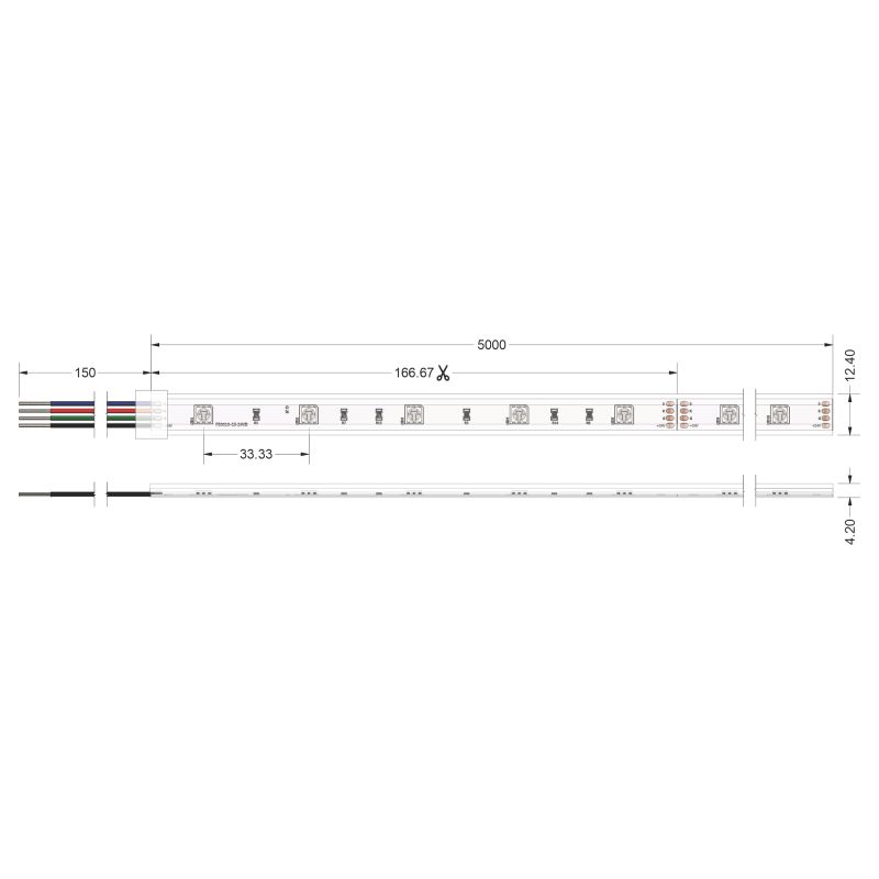 Ταινία LED TΩRA RGB 7,2 Watt/m 24V IP67 30 LED/m 5m -  Τεμ.