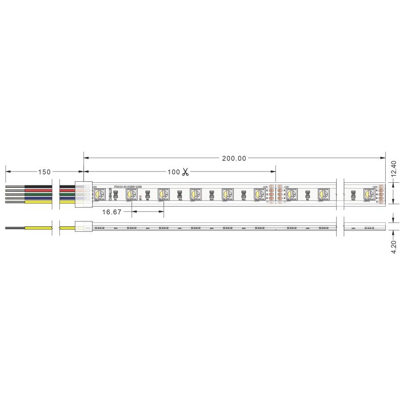 Ταινία LED TΩRA RGBW 19,2 Watt/m 24V CRI80(3000K) IP67 60 LED/m 5m -  Τεμ.