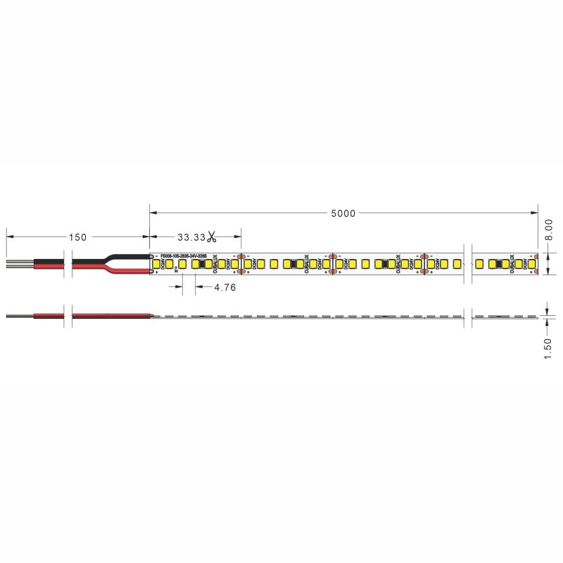 Ταινία LED TΩRA 9,6 Watt/m 24V CRI80 IP20 210 LED/m 2700K 5m -  Τεμ.