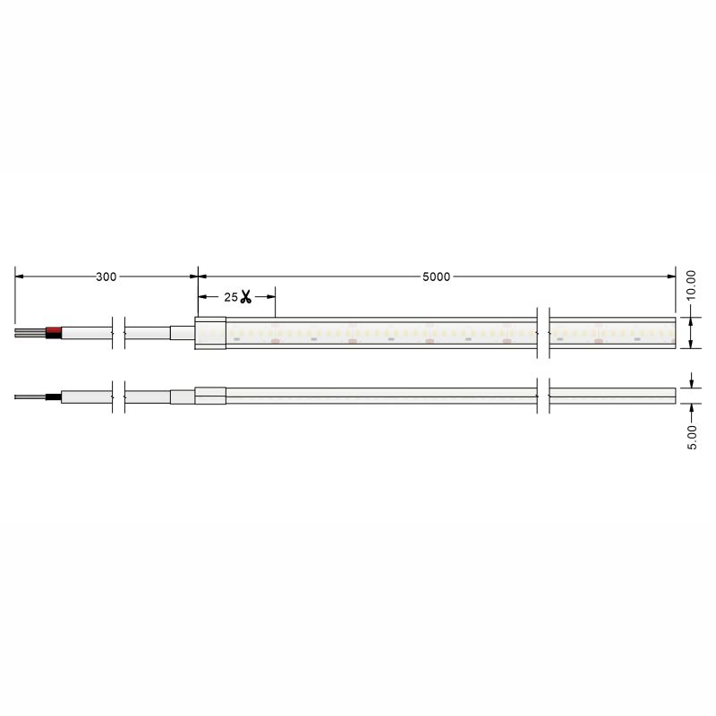 Ταινία LED TΩRA COB 3 Watt/m 24V CRI90 IP67 320 led/m 2700K 5m (10mm) -  Τεμ.