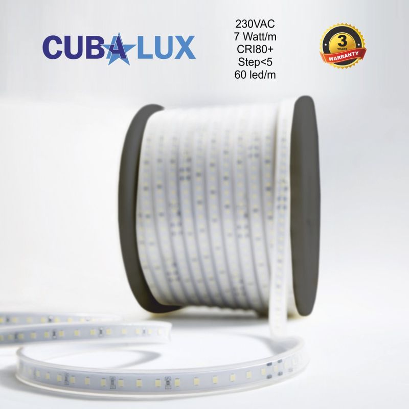 Ταινία LED 230VAC 7 Watt/m CRI80 IP65 60 LED/m 4000K 25m -  Τεμ.