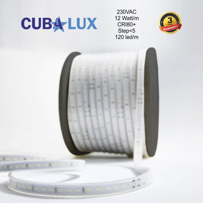Ταινία LED 230VAC 12 Watt/m CRI80 IP65 120 LED/m 4000K 25m -  Τεμ.